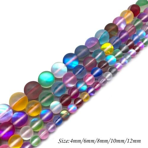 Natural Stone Colorful Synthetic Matte MoonstoneBeadsFitMulti-purpose Jewelry Making 4 6 8 10 12 MMPick Size J281