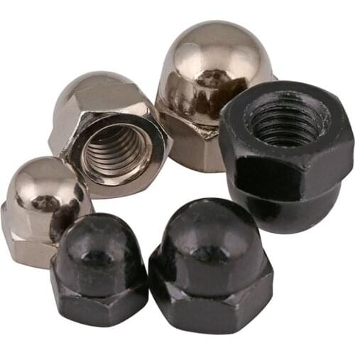 Nickel Plated Black Carbon Steel Metric Thread Decorative Hexagon Domed Cover Cap Hex Acorn Nut M3 M4 M5 M6 M8 M10 M12