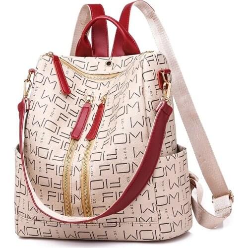 New Backpack Women PU Leather Rucksack Travel Backpacks Womens Soft Knapsack Girls Shoulder School Bags Mochila Back Pack 56