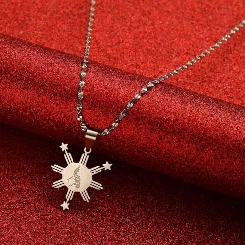 Stainless Steel Philippines Map Pendant Necklaces for Women Girls Country Maps Pilipinas Jewelry