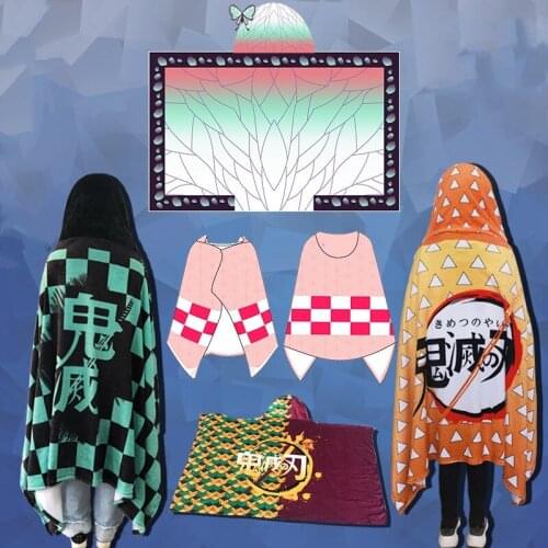 160CM Japan Anime Demon Slayer Agatsuma Zenitsu Kamado Tanjirou Kamado Nezuko cloak Plush Cape Model cos Gift