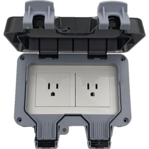 Weatherproof Waterproof Outdoor Wall Power Socket 15A US Standard Electrical Outlet Grounded AC 125V