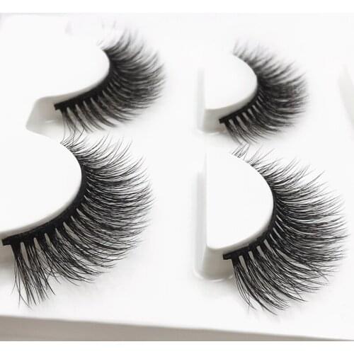 3 Pairs Natural False Eyelashes 3D Mink Hair Lashes Soft Eyelash Extension Fake Eye Lashes Long Mink Eyelashes Thick Make Up