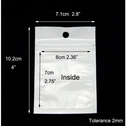 Rusil 4x2.8" 7x10cm ziplock bags white jewelry packing recycle transparent water proof bag zip-lock Storage bag 50pcs