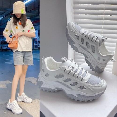 Mesh Breathable Clunky Sneakers for Women 2021 Summer New Student Sneakers Female Trendy Heightened Shoes