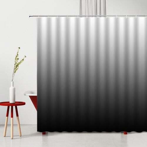 Gray Shower Curtain Modern Solid Color Simple Gradient Pattern Polyester Bathroom Decor Washable Fabric Cloth Curtains With Hook