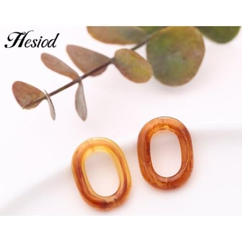 Crystal Epoxy Resin Simulate Brown Smoky Topazs Veins Stud Earrings For Women Transparent Oval Circle Earrings Wedding Jewelry