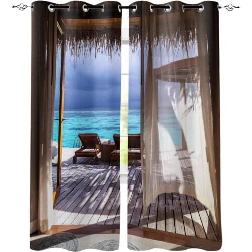 Bedroom Kitchen Curtains Sea House Terrace Curtain Living Room Decoration Items Window Curtains for Living Room