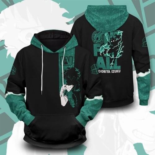Anime My Hero Academia Midoriya Izuku Cross my body Cosplay Sweatshirts Hoodies Cotton Zipper Sweater Sportswear Pullover Coat