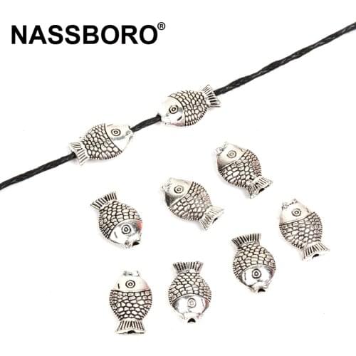 Tibetan Silver Fish Shape Metal Beads Loose Spacer Beads For Jewelry Making Needlework Bracelet DIY Accessories Wholesale