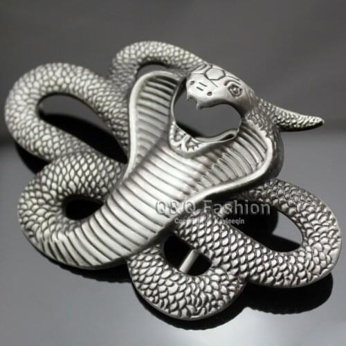 Vintage Silver Plated Egyptian 3D Snake Viper Cobra Python Belt Buckle Biker Rocker Men New Fashion