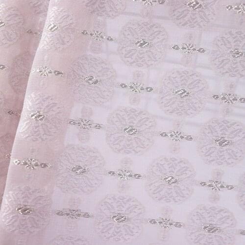 3 Meters Gold Silver Jacquard Floral Fabric Woven Polyester Chiffon Womens Formal Dress Wedding Dress Summer Clothes DIY Fabric
