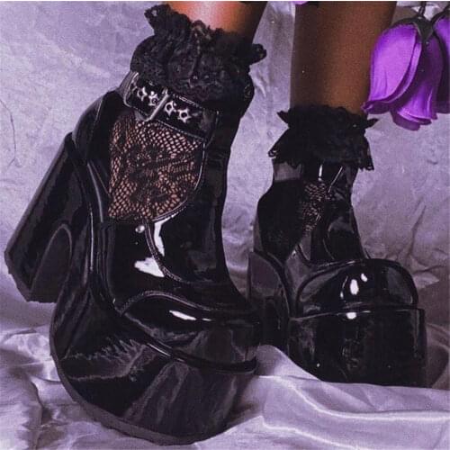 Brand New Dropship 2021 Big Size 43 INS Sale Chunky High Heel Black Gothic Style Lolita Cool Summer Platform Sandals Women Shoes