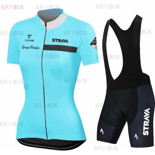 2021 Women STRAVA Cycling Jerseys Set Summer Anti-UV Bicycle Bike Clothes MTB Outdoor Sportwear Females' Cycling Set Ladies Suit