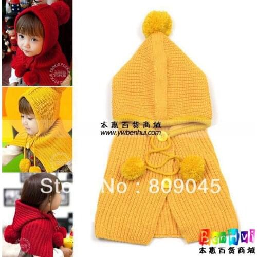 Winter warm knitted hats for boy/girl/kits hats infants caps beanine for chilldren Ear protection-Cape conjoined cap MZ0603-5pcs