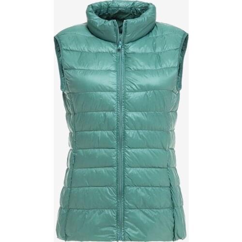 Winter Solid Casual Woman Jacket 2021 Womens Autumn Duck Down Warm Vest Sleeveless Stand Collar Portable Quilted Vests Female