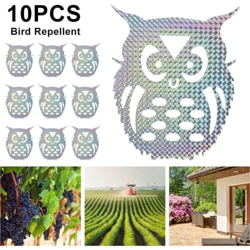 10pcs Bird Repellent Deterrent Owl Laser Reflective Sticker For Garden Porch Courtyard Window Scared Away Birds
