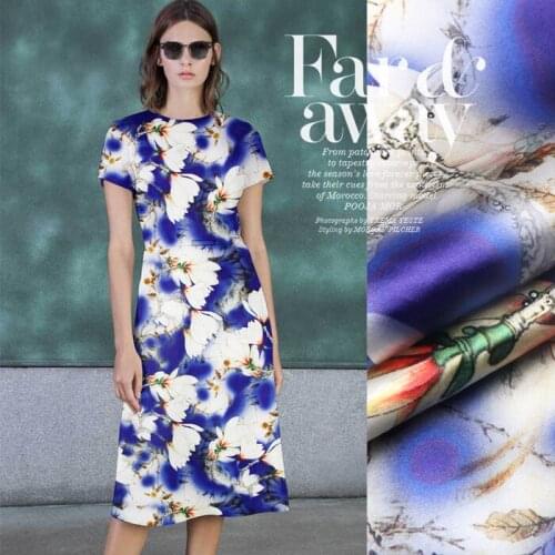 118cm wide silk stretch satin fabric meter 19 mm digital inkjet silk fabric for dress spandex fabric wholesale silk cloth