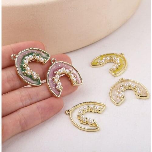 4pcs New Korean Alloy Transparent Gold Foil Pearl earrings For Women Irregular Resin C Shape Earring DIY Jewelry Accessories