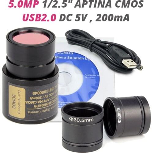 5MP Digital Eyepiece Microscope Camera USB 2.0 Biological Stereo Microscope Industrial Video Camera with Ring Adapter30 30.5 mm