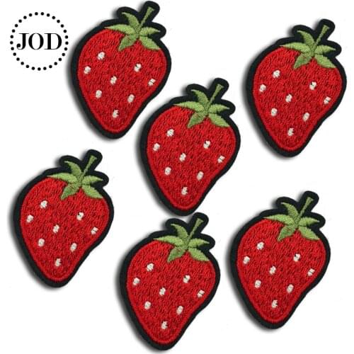 6 Pieces/Lot Strawberry Embroidery Mini Stickers Iron on Patches for Clothing Badges Fabric Small Patch Clothes decorative JOD