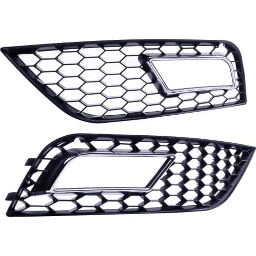 8K0807681K 8K0807682K 1Pair Silver Honey-comb Front Bumper Fog Light Grille fit for AUDI A4 B8.5 RS4 STYLE 2013 2014 2015 2016