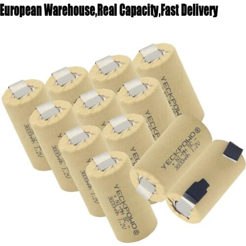 SC batteries NIMH rechargeable 3000mAh 1.2V sub C battery welding tabs soldering tape akkumulator for screwdrivers for makita