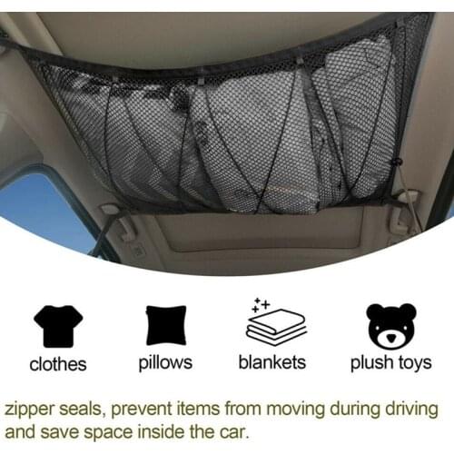 90*65cm Car Roof Ceiling Cargo Net Auto Travel Portable Pocket Mesh Storage Bag Interior Sundries Pouch For Cars Truck