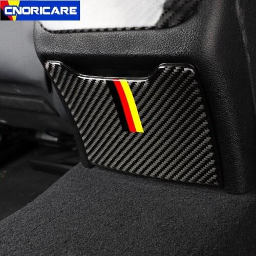 Carbon Fiber Rear Armrest Storage Box Panel Decoration Sticker Trim For Mercedes Benz C Class W205 GLC X253 2015-18 Car Styling