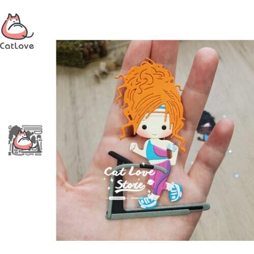 Treadmill Girl Sport Metal Cutting Dies Scrapbooking Stencil Die Cuts Card Making Decorative Craft Embossing New Dies For 2020