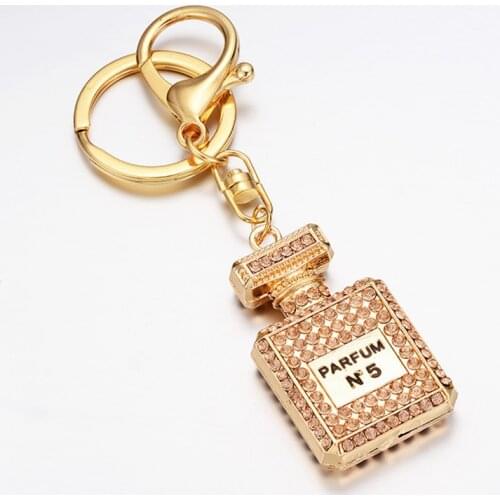 Perfume Bottle Key Chain Rhinestone брелок Key Ring 1pc Wholesale Trendy Keyring llavero Car Keychain Accessories