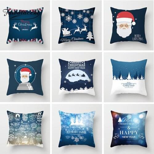 Fuwatacchi Cartoon Xmas Pillow Case Christmas Santa Claus Snow Deer Cushion Covers For Home Sofa Car Chair Decorative Pillowcase