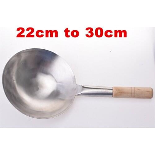 Wooden Handle Pure Iron Pan Stainless Steel No Coating Non-stick Wok Hand Forging Iron Pan Chinese Style Iron Pot Gas Cooker