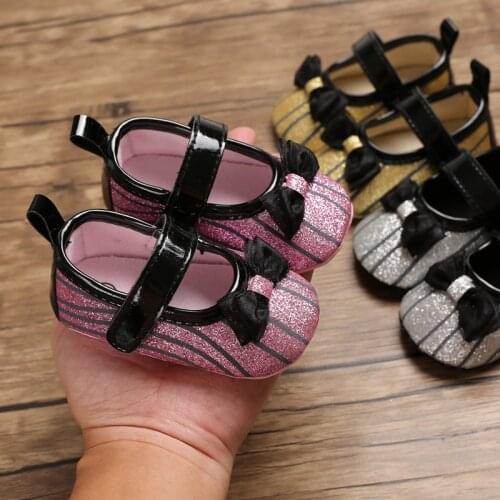 Newborn Baby Girl Crib Shoes Bowknot Soft Princess Cotton Crib Shoes Anti-slip Sneaker Prewalker 0-18M