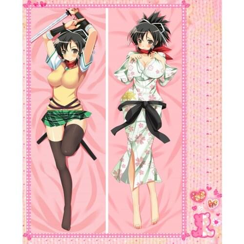 Anime Cartoon Senran Kagura Double-Sided Bolster Hugging Pillow Case Pillow Cover Pillowcase Peach Skin 2 Way No.64102