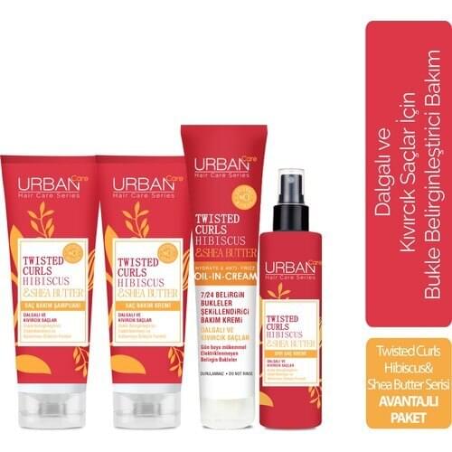 Urban Care Hibiscus & Shea Butter Shampoo + Cream + Liquid Cream + Leave-In Care Cream hair Care sets