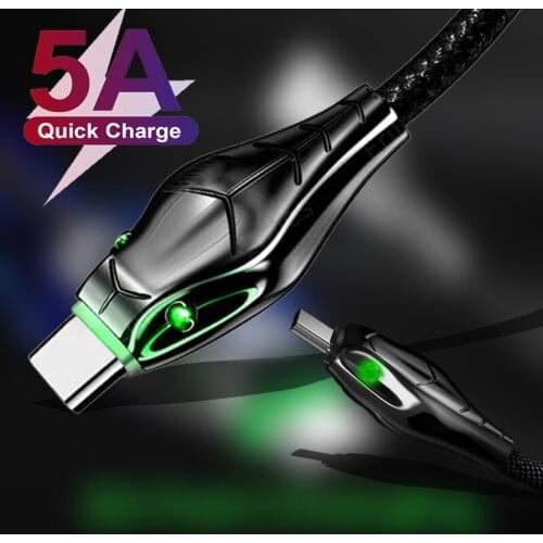 5A Micro USB Type C Cable Mobile Phone Fast Charging USB C Wire LED Sync Data Cord For iPhone 12 Pro Max Xiaomi 11 10 Huawei P40