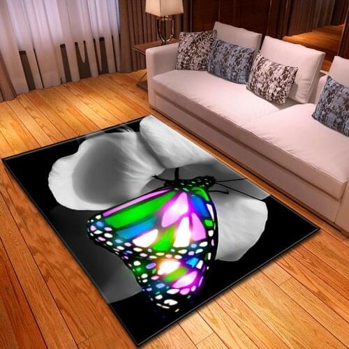 Beautiful Butterfly 3D Printed Delicate Carpet Soft Flannel Hallway Large Size Mat Parlor Decor Carpets for Living Room Area Rug