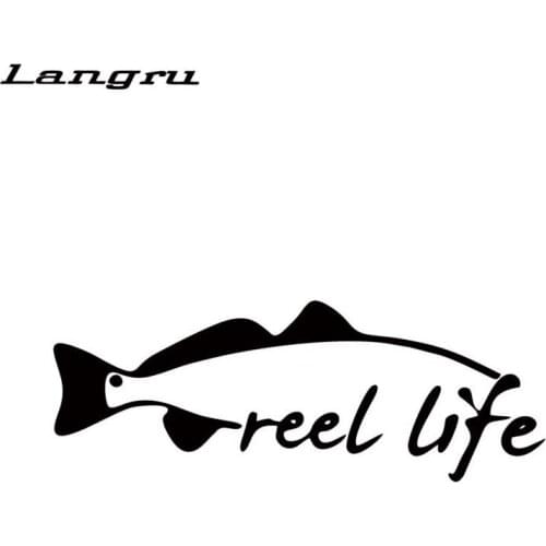 Langru Hot Sale Car Sticker For Reel Life Fishing Trout Red Fish Bait Rod Car Styling Decal Window Bumper Vinyl JDM