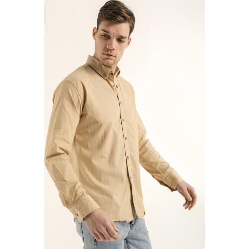 Leroy Slim Fit Line Detailed Male Gabardine Shirt