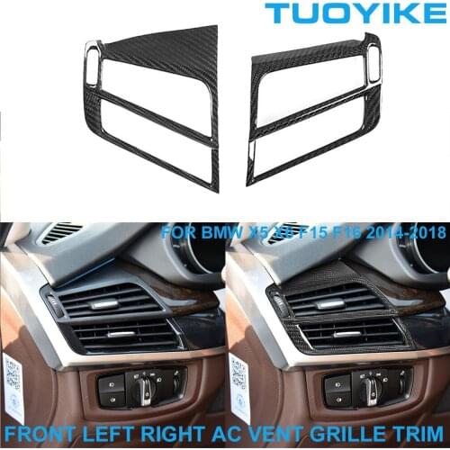 LHD RHD Real Carbon FiberFront Left Right AC Air Conditioner Vent Grille Frame Cover Trim StickerFor BMW X5 X6 F15 F16 2014-2018