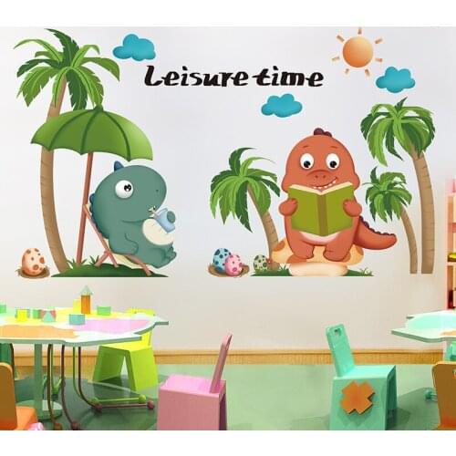 Cute Dinosaur Stickers for Kids Room Nursery Decoration Cartoon Childrens Wallpaper Wall Decor Art Decals