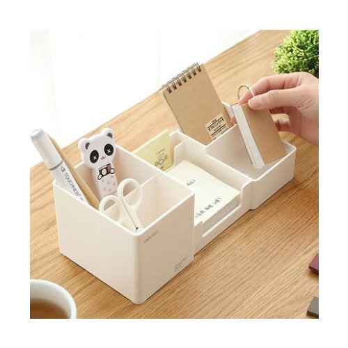 Multifunctional Fashion Pen Holder Large Capacity Desktop Personality Creative Plastic Stationery Storage Box Office Supplies