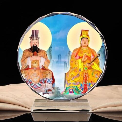 Jade Emperor, Queen Mother of the West portrait, crystal ornaments, handicrafts, home decoration