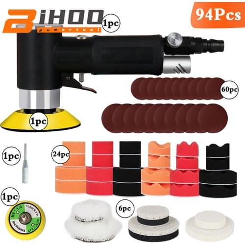 NEW Air Sander Mini Pneumatic Grinding Machine Set 50mm 80mm Buffing Pad Polishing Pad Kit For Car Polisher pneumatic tools