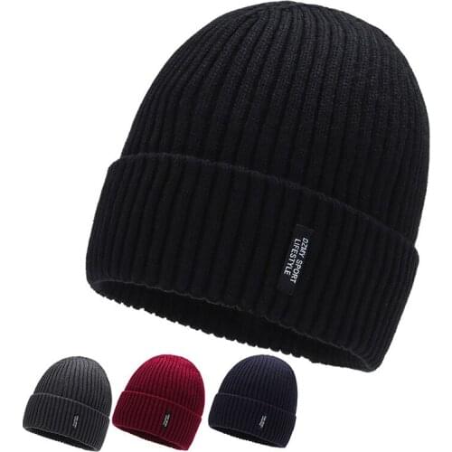 New Winter Mens Hat Winter Velvet Thick Beanies Men and Women Knitted Hat Outdoor Warm Thickening Casual Design Men Skullies