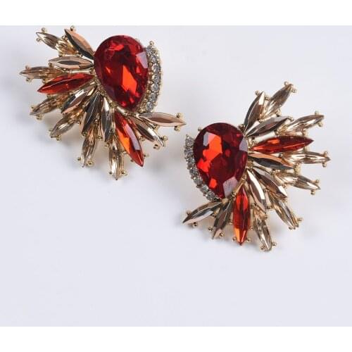 2019 New Za Earrings Women Jewelry Colorful Crystal Flowers Starburst Big Drop Earrings Indian Wedding Bridal Rhinestone Earings