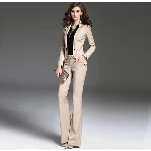 New 2020 Spring Summer Formal Elegant Womens Pants Suit Set Business Blazers Trouser Suits 2 Piece Work Wear Sets Office Ladies