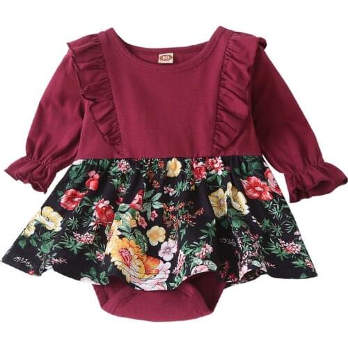Baby girl clothes jumpsuit newborn baby clothes spring and autumn long-sleeved flower print briefs romper baby girl jumpsuit