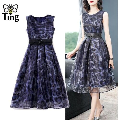 Tingfly Vintage Elegant Leopard Print A Line Dress Summer Casual Sleeveless Boho Street Chic Dress Vestidos Zaful Frocks Women